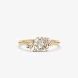 14k Baguette and Round Diamond Dainty Cluster Ring 14K Gold Ferkos Fine Jewelry