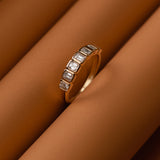 14k Bezel Setting Emerald Cut Diamond Wedding Band  Ferkos Fine Jewelry