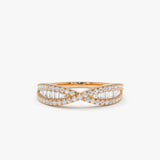 14k Baguette & Round Diamond Nesting Ring 14K Rose Gold Ferkos Fine Jewelry