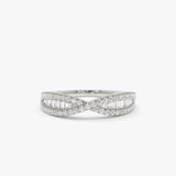 14k Baguette & Round Diamond Nesting Ring 14K White Gold Ferkos Fine Jewelry