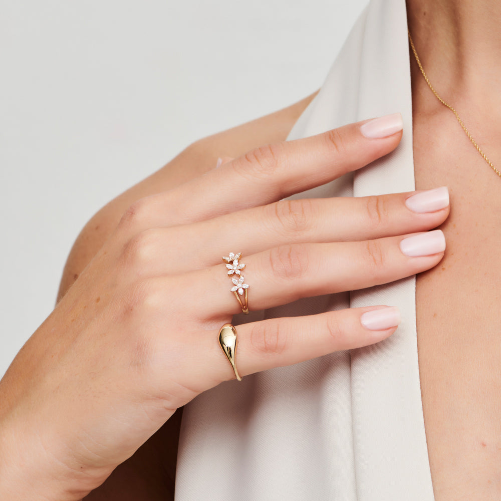 14k Marquise Diamond Multi-Flower Ring  Ferkos Fine Jewelry