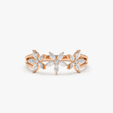 14k Marquise Diamond Multi-Flower Ring 14K Rose Gold Ferkos Fine Jewelry