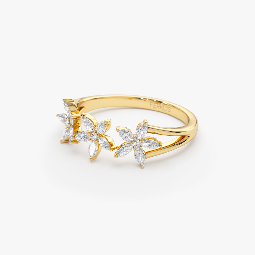 14k Marquise Diamond Multi-Flower Ring – FERKOS FJ