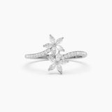 Marquise Diamond Flower Bypass Ring in 14k 14K White Gold Ferkos Fine Jewelry
