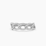 14k Curb Link Diamond Pave Ring 14K White Gold Ferkos Fine Jewelry