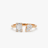 14k Gold Illusion Setting Diamond Toi et Moi Ring 14K Rose Gold Ferkos Fine Jewelry