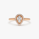 Illusion Set Pear Shape Engagement Ring in 14k 14K Rose Gold Ferkos Fine Jewelry