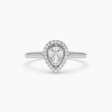 Illusion Set Pear Shape Engagement Ring in 14k 14K White Gold Ferkos Fine Jewelry
