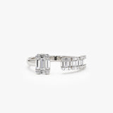 14k Floating Diamond Baguette Cut Diamond Ring 14K White Gold Ferkos Fine Jewelry