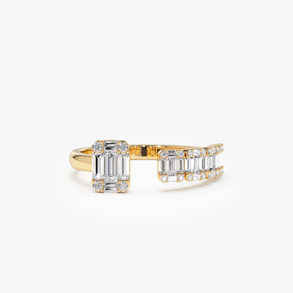 14k Floating Diamond Baguette Cut Diamond Ring 14K Gold Ferkos Fine Jewelry