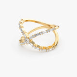Baguette & Round Diamond Crisscross Ring in 14kt  Ferkos Fine Jewelry