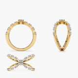 Baguette & Round Diamond Crisscross Ring in 14kt  Ferkos Fine Jewelry