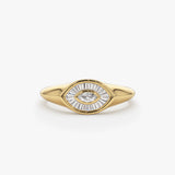 14k Gold Marquise Shape Baguette Diamond Ring 14K Gold Ferkos Fine Jewelry