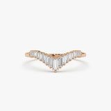 14K Baguette Diamond Curved Tiara Ring 14K Rose Gold Ferkos Fine Jewelry