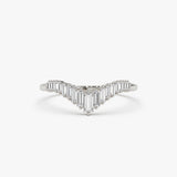 14K Baguette Diamond Curved Tiara Ring 14K White Gold Ferkos Fine Jewelry