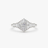 14k Art Deco Inspired Baguette Diamond Ring 14K White Gold Ferkos Fine Jewelry