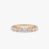 14k Pear Shaped & Tapered Baguette Diamond Anniversary Ring 14K Rose Gold Ferkos Fine Jewelry
