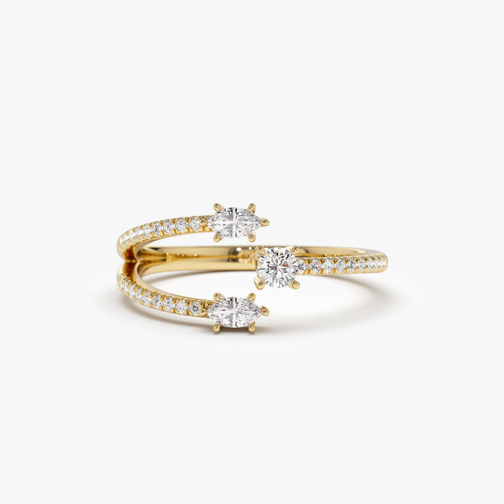 14k Open Design Marquise Diamond Claw Ring 14K Gold Ferkos Fine Jewelry