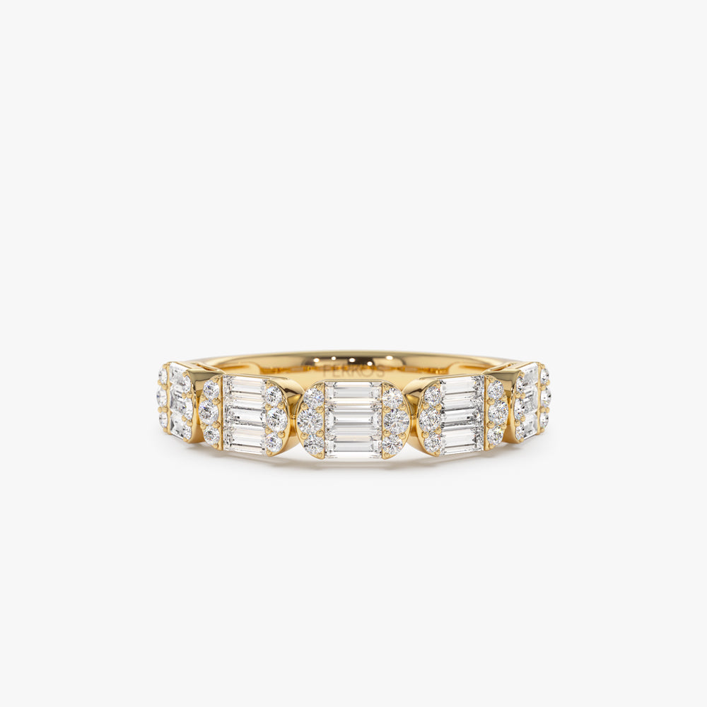 14k Baguette and Round Diamond Anniversary Ring 14K Gold Ferkos Fine Jewelry