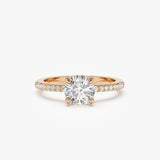 1.15 ctw 14k Classic Basket Setting Lab Grown Round Diamond Engagement Ring - Violet 14K Rose Gold Ferkos Fine Jewelry