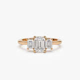 1.50 ctw 14k Emerald Cut Lab-Grown Diamond Three Stone Engagement Ring - Julie 14K Rose Gold Ferkos Fine Jewelry