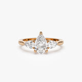 1.50 ctw 14k Pear Shaped Lab Grown Diamond Three Stone Engagement Ring - Emma 14K Rose Gold Ferkos Fine Jewelry