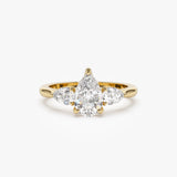 1.50 ctw 14k Pear Shaped Lab Grown Diamond Three Stone Engagement Ring - Emma 14K Gold Ferkos Fine Jewelry