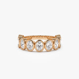 1.75 ctw 14k Bezel Setting Nine Stone Oval Shape Lab Grown Diamond Ring - Sofia 14K Rose Gold Ferkos Fine Jewelry