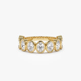 1.75 ctw 14k Bezel Setting Nine Stone Oval Shape Lab Grown Diamond Ring - Sofia 14K Gold Ferkos Fine Jewelry
