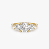 1.65 ctw 14k Three Stone with Pave Shank Round Lab Grown Diamond Engagement Ring - Lucy 14K Gold Ferkos Fine Jewelry