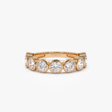 1.75 ctw 14k Bezel Setting Nine Stone Round Lab Grown Diamond Wedding Ring - Lily 14K Rose Gold Ferkos Fine Jewelry