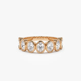 1.45 ctw 14k Bezel Setting Seven Stone Oval Shape Lab Grown Diamond Ring - Avery 14K Rose Gold Ferkos Fine Jewelry