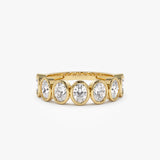 1.45 ctw 14k Bezel Setting Seven Stone Oval Shape Lab Grown Diamond Ring - Avery 14K Gold Ferkos Fine Jewelry