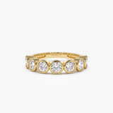 1.45 ctw 14k Bezel Setting Seven Stone Round Lab Grown Diamond Ring - Mila 14K Gold Ferkos Fine Jewelry