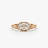 14k Gold Marquise Shape Baguette Diamond Ring 14K Rose Gold Ferkos Fine Jewelry