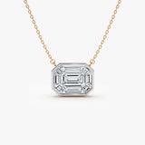 14k Illusion Setting Step Cut Mosaic Diamond Necklace 14K Rose Gold Ferkos Fine Jewelry