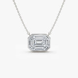 14k Illusion Setting Step Cut Mosaic Diamond Necklace 14K White Gold Ferkos Fine Jewelry