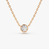 14K Gold Bezel Set Diamond Solitaire Necklace 14K Rose Gold Ferkos Fine Jewelry