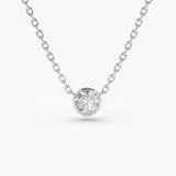 14K Gold Bezel Set Diamond Solitaire Necklace 14K White Gold Ferkos Fine Jewelry