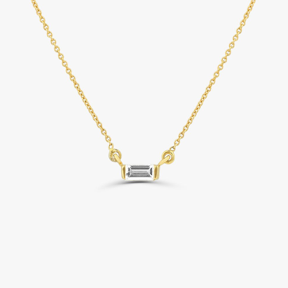 14k Gold Baguette Diamond Necklace 14K Gold Ferkos Fine Jewelry