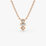 14K Gold Baguette and Round Cut Diamond Necklace 14K Rose Gold Ferkos Fine Jewelry
