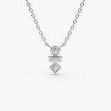 14K Gold Baguette and Round Cut Diamond Necklace 14K White Gold Ferkos Fine Jewelry