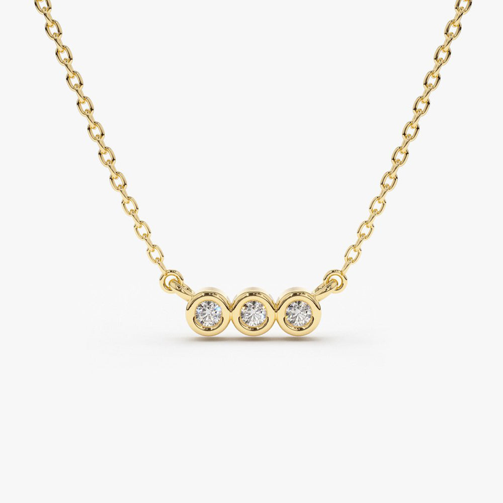 14k Bezel Set Diamond Necklace 14K Gold Ferkos Fine Jewelry