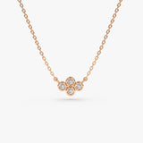 14K Gold Four Stone Diamond Cluster Necklace 14K Rose Gold Ferkos Fine Jewelry