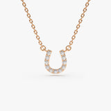 14K Mini Diamond Horseshoe Necklace 14K Rose Gold Ferkos Fine Jewelry