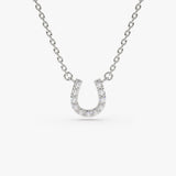 14K Mini Diamond Horseshoe Necklace 14K White Gold Ferkos Fine Jewelry