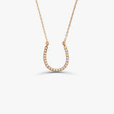 14k Diamond Large Horseshoe Necklace 14K Rose Gold Ferkos Fine Jewelry