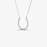 14k Diamond Large Horseshoe Necklace 14K White Gold Ferkos Fine Jewelry