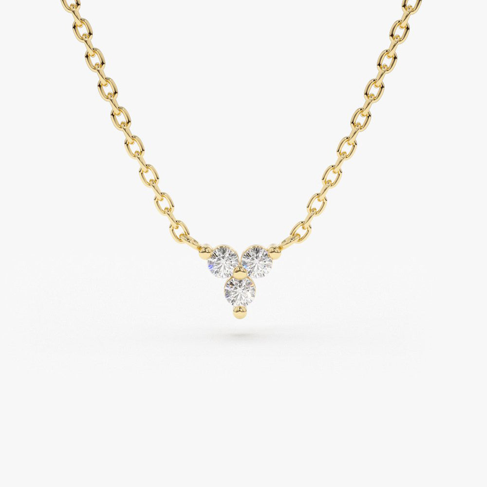 14K Gold Round Cut Diamond Trio Necklace 14K Gold Ferkos Fine Jewelry