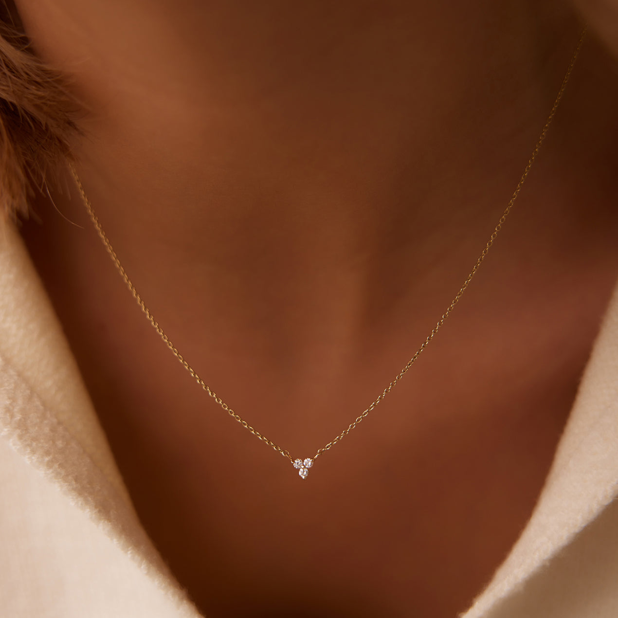 14K Gold Round Cut Diamond Trio Necklace – Ferkos Fine Jewelry